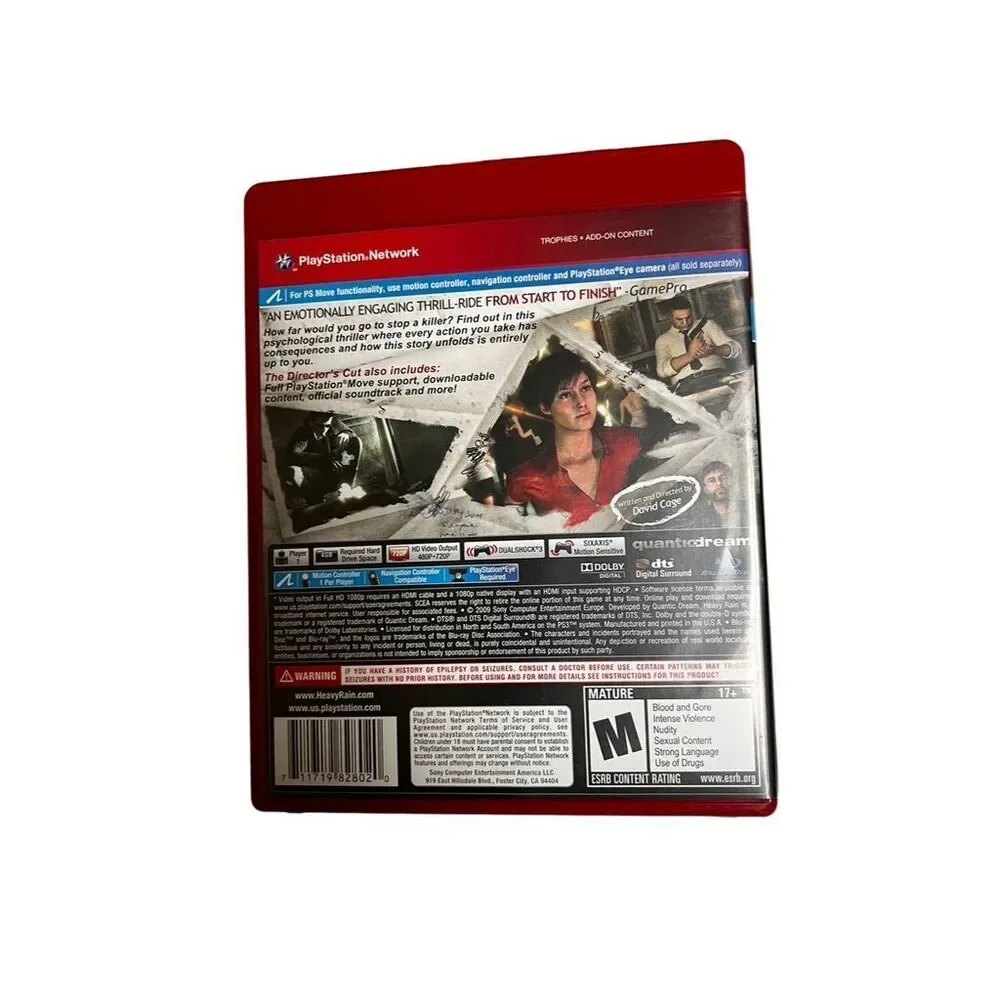 Heavy Rain Director's Cut Greatest Hits‎ Sony PlayStation 3 PS3 Game Case Manual